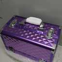 FRENESSA Makeup Train Case Makeup Case 12.6 Inch Large Cosmetic Box Organizer Travel Storage Professional Make Up Train Carrying Case with 6 Trays Locking Shoulder Strap Hard Vanity Storage Purple