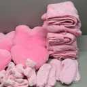 36 Pcs Sleepover Party Supplies 6 Throw Blanket 6 Spa Headband 6 Heart Pillows 6 Scrunchies 6 Sleep Eye Mask 6 Organza Bag for Spa Slumber Party Favors Supplies (Pink)