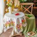 ARTABLE Small Table Cloth Printing Flowers Designs Laser Cutting Tablecloth Table Topper for Thanksgiving Outdoor Farmhouse Rustic Kitchen Party Birthday Picni (Tulips, 33 x 33 Inches)