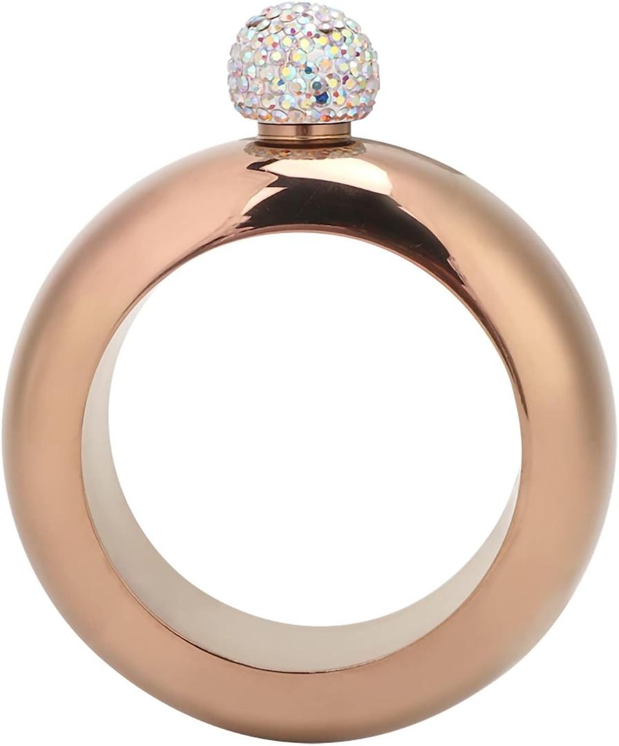 Stainless Steel Bracelet Jug Flask for Dance Party Travel, Bronze Hip Flask Gift (bright rose gold)