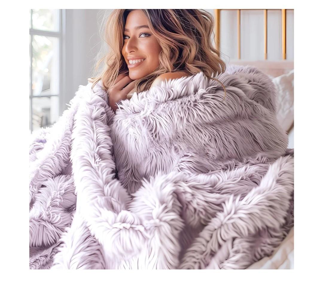 Bedsure GentleSoft Fluffy Lavender Purple Blankets Queen Size for Bed, Thick Sherpa Faux Fur Fleece Fuzzy Plush Winter Warm Soft Queen Blankets, Bedroom Purple Decor Cozy Gifts for Women Men, 90x90