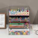 Clear Desk Organizers and Accessories, Plastic Drawer Organizer for Home Office Supplies, Marker Pen, Notebooks, Art Crafts, Stackable Makeup Storage Box for Bathroom Vanity (4 Drawers)