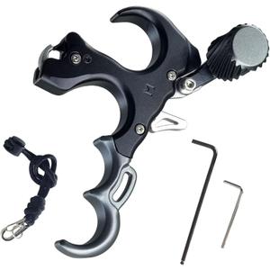 Archery Release Thumb Release for Compound Bow, 3 or 4 Finger Option Bow Release Aid - Left/Right Handed Adjustable Smooth Trigger for Hunting & Outdoor Shooting (Black)