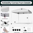 Shades 10x10 Pop Up Canopy, Heavy Duty Beach Tent with Carrying Bag for Easy Moving, Sun Shelter for Parties, Events, Camping, Outdoor Gazebo with 420D PU Coated Waterproof White Fabric