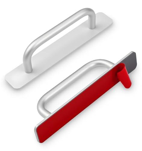 ValueBargain 1Pct Adhesive Cabinet Handles, 5.8 Inch Adhesive Handle, No Drill Push Pull for Cabinet Drawer Sliding Closet Window Door Kitchen Bathroom (Silver)