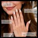 4 x Short Almond Press On Nails, Durable Reusable Glossy Artificial Nails Kit with Adhesive Tabs, 24 Pcs 12 Sizes for Fashion Women, Perfect for for Daily Outfits, Party or Date, White