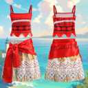Princess Dress for Girls - Halloween Costume with Wreath, Hair Clip & Necklace, Party Outfit for Ages 3-9 (130(6-7 Years), Red02)