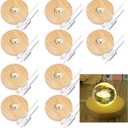10 Pcs Wooden LED Display Bases Round Wood Display Lighted Bases for Glass Art LED Lighted Display Stand Bases for 3D Crystal Ball Room Office Home Decor
