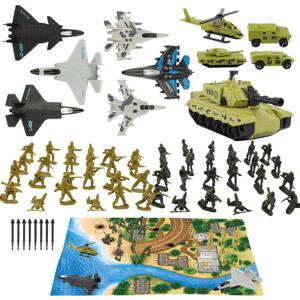 TOY Life Army Men Toy Set, Green Plastic Soldiers Action Figures, Army Guys Toys for Boys, Toy Army Men Set with Vehicles - Kids Army Toys for Ages 4-12