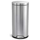 simplehuman Round Step Can, 30L / 8 Gallon Kitchen Trash Can, Iconic Round Shape, 150,000-Step Pedal, Lid Shox® Silent Close, Removable Inner Bucket, Brushed Stainless Steel