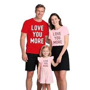 NEWKA Valentines Shirts Couples Matching Valentine T-Shirt Love You More Mommy and Me Tee Tops Pink, 1 Pc,  100-2T