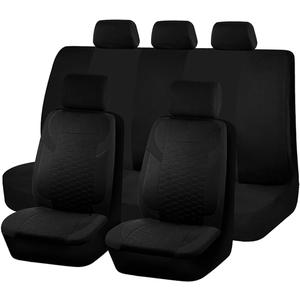 Car Seat Covers Full Set, 9PCS Low Back Vehicle Front & Rear Seat Protector Includes 5 Removable Headrest Cover, Washable Auto Interior Protection Accessories, Universal Fit (Black)