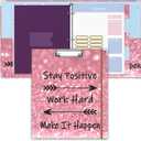 3 Ring Binder, 1 Inches Round Ring Binder with Clipboard, Dividers Tabs, PVC Zipper Bag Sleeves & to Do List Planners for Women, Men, School, Office Supplies, Work Hard