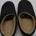 VeraCosy Men's Wool Felt Slippers with Comfy Fuzzy Faux Sherpa Slip-on Memory Foam for Indoor House (11-12, Dark Black)