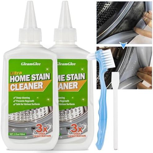 GleamGlee Home Remover Gel, 2 Pack Powerful Washing Machine Gasket Cleaner, Heavy Duty Cleaning Solution for Washing Machine, Refrigerator Strips, Bathroom Grout, Tiles, Sink, Shower - 10 Fl.Oz