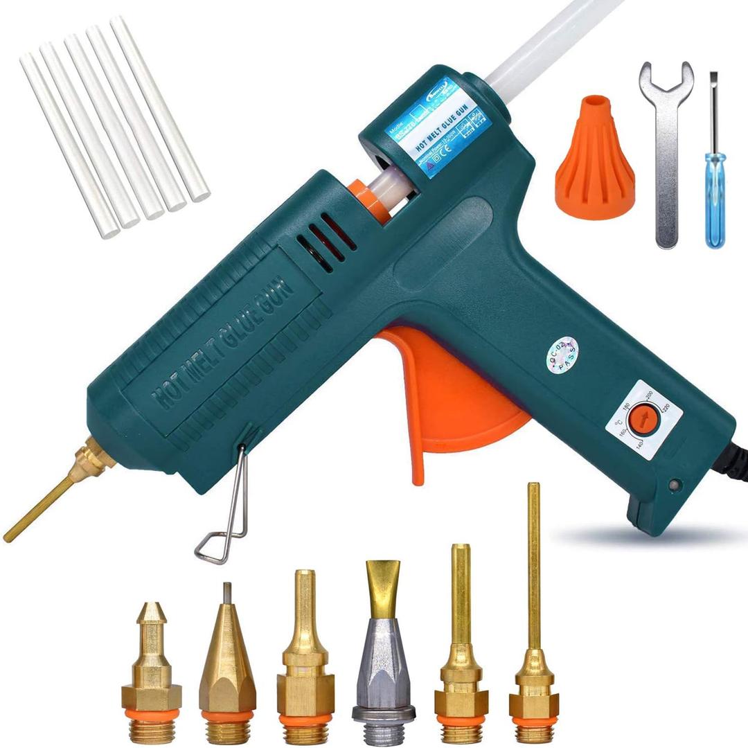 Full Size Hot Glue Gun, 150 Watts with 6 Copper Nozzles Temperature Adjustable Craft Repair Tool Professional Melting Glue Gun DIY Thermo Tool Include 5Pcs Highly Viscous Glue Sticks Luxury Set