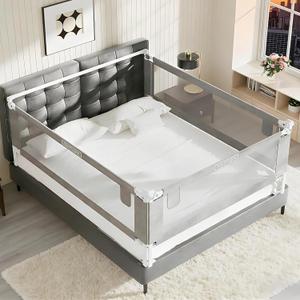 3-Pack King Size Bed Rails for Toddlers -Height Adjustable Baby Bed Rail Guard Specially Designed for King Size Bed (78.7"x78.7"x74.8"-Grey)