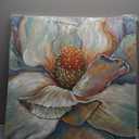 Modern Abstract Magnolia Oil Painting - Large Canvas Art, 30x30 Inch, Hand-Painted Home Wall Decor