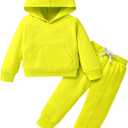 YOUNGER TREE Baby Clothes for Girls Boy Solid Color Hoodie and Sweatpants Outfit Toddler Sweatsuit (3-4 T, Fluorescent Yellow)