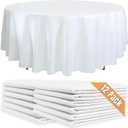 12-Pack White Round Paper Tablecloths - 82in Disposable Tablecloth with Plastic Backing - Elegant Table Cover for Parties, Weddings, Events - Round Table Cloth for Easy Cleanup