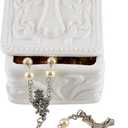 Autom White Porcelain Cross Rosary Jewelry Box (Rectangle)