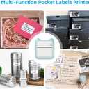 Thermal Mini Printer, Portable Inkless Sticker Maker with 11 Rolls Printing Paper, for Photo Journal Notes Memo, Compatible with iOS & Android