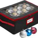 HOLDN STORAGE Christmas Ornament Storage Box with Dividers - Fits 48-3 Ornaments, 2 Removable Trays, Durable & Space-Saving, Clear Top Lid, Fits Underbed, Charcoal (Black)