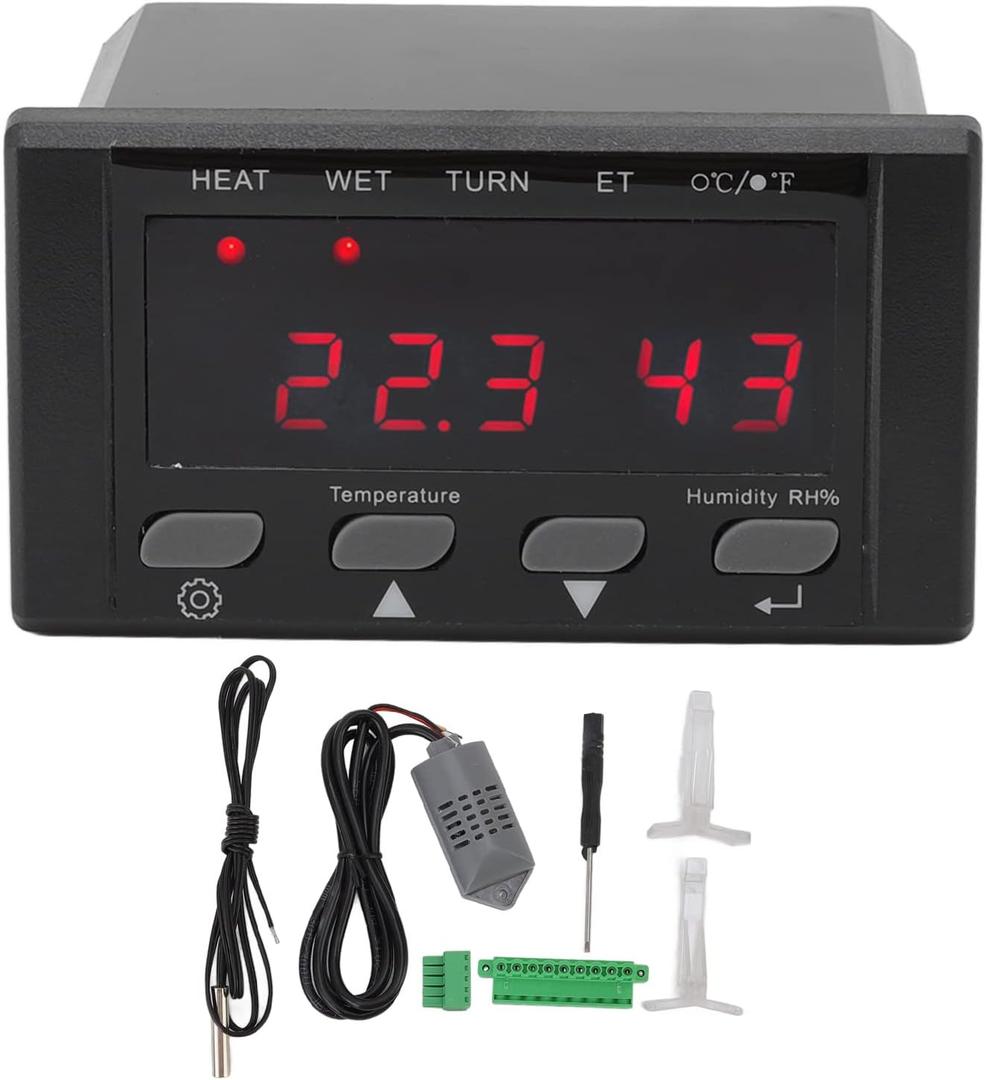 Digital Temperature Controller, 220V/110V Automatic Egg Incubator Thermostat Incubator Temp Humidity Controller