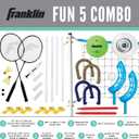 Franklin Sports Fun 5 Combo Outdoor Game Set - Backyard, Beach + Camping Games for Kids - Badminton, Volleyball, Flip Toss, Flying Disc - Horseshoes or Ring Toss