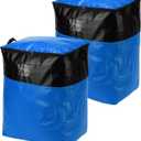 uxcell 2Pcs Extra Large Moving Bags, 20 x 20 x 28" Heavy Duty Woven Clothes Storage Totes Waterproof Packing Bags with Reinforced Zipper and Handle for Home Camping, Blue
