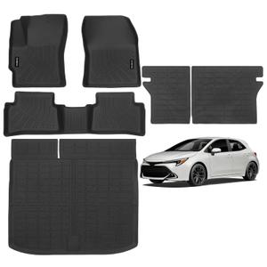 Naibeve Floor Mats for 2022-2025 2026 Jeep Wagoneer 8 Seats-All Weather for Jeep Wagoneer Floor Mats Liners (2nd Row Bench Seats) Cargo Liner Behind The 3rd Row Waterproof Interior Accessories