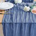 Wokceer Cheesecloth Table Runner Blue 10FT Boho Gauze Cheese Cloth Table Runner for Party Long Rustic Sheer Table Runners for Baby Bridal Shower Wedding Easter Table Decor