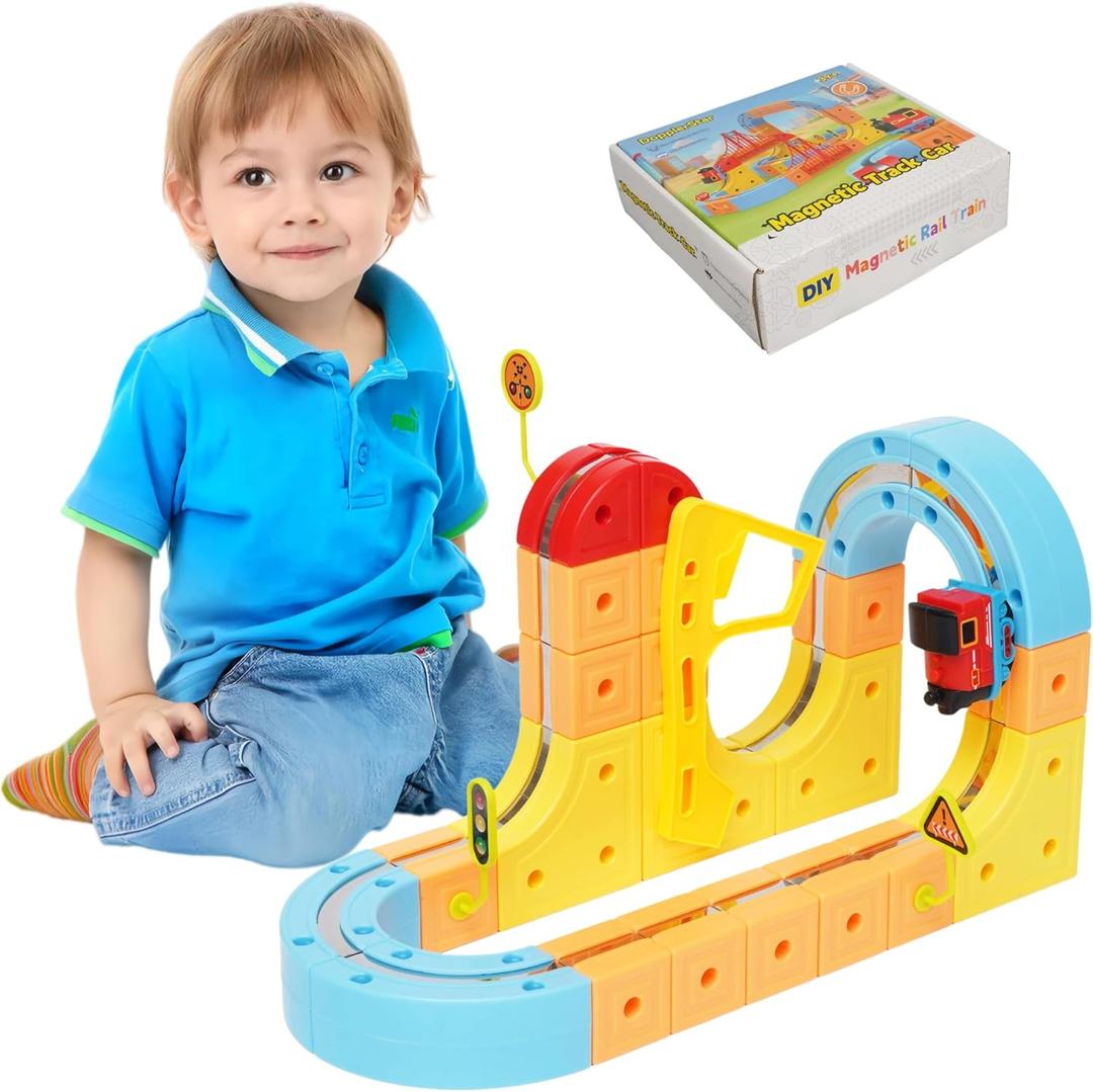 Electric Train Set, a Magnetic Anti-Gravity Train Toy with Interlocking Tracks, is a STEM Toy Suitable for Boys and Girls Aged 3-8