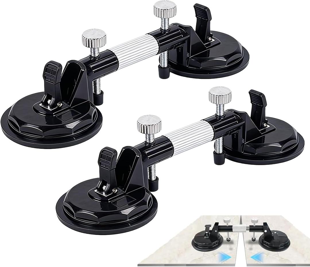 2 Pack Laminate Floor Gap Repair Tool, Pro Countertop Alignment Clamps, Adjustable Granite Seam Setter with Vacuum Suction Cups, for Granite, Marble, Stone, Slab and Glass