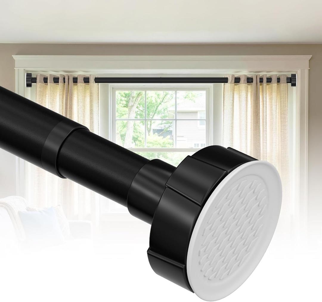 Shower Curtain Rod Heavy Duty Tension 48-74 Inch Black
