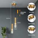 Pendant Lights Kitchen Island, Crystal Pendant Light Fixtures Mini 12W LED Modern Kitchen Pendant Lighting Over Sink and Living Room and Bedroom (Gold 2 Light)