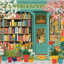 PICKFORU Book Jigsaw Puzzles 1000 Pieces, Spring Flowers Bookstore Puzzles for Adults, Blooming Bookshelf Puzzle as Home Decor