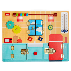Toddler Busy Board - Montessori Busy Boards for Toddlers with Latches Doors & Lock Puzzles - Wooden Educational Learning Latch Toy for Kids 2 3 4 Year Old - Sensory Fine Motor Skills Activity
