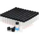 Alyoen 100 Pack 20ml Clear Glass Vials with Screw Caps, Plastic Stoppers and Label Papers, Leak-Proof Small Glass Liquid Sample Lab Vials for Essential Oil, Reagent, Seeds