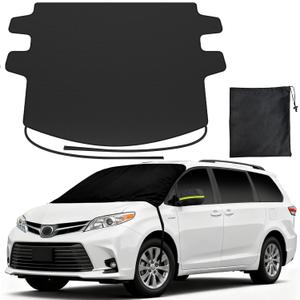 REEVAA Upgraded Car Windshield Cover for Ice & Snow [All-Weather Protection] Magnetic Fit Weatherproof Frost Cover, Winter Accessories, Fit for MPV, Van, Full-Size Trucks