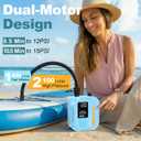 Electric Paddle Board Pump Portable, 22 PSI Rechargeable Electric SUP Air Pump, Intelligent Dual Stage Inflation & Deflation, Auto-Off, for Paddle Boards, Kayak, Kite, Tent (Blue)