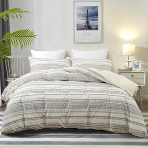PHF 100% Cotton Jacquard Duvet Cover King Size, 3 Pieces Soft Breathable Duvet Cover Set for All Season, Pre-Washed Boho Textured Comforter Cover with 2 Pillow Shams, 106"x 92", Black and Ivory