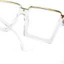 Laemzinv Oversized Square Blue Light Glasses for Women, Large Semi Rimless Thick Frame Reading Blocker LA044