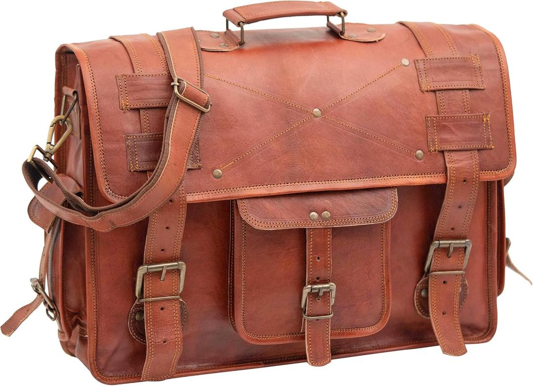 Handmade Leather Messenger Laptop Computer Satchel Distressed Bag (13" X 18") Stylish Backpack and Briefcase Bag for Men