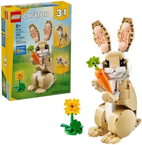 LEGO Creator 3 in 1 Cute Bunny Toy - Building Toy Set with 3 Build Options, Bunny, Seal, or Llama - Birthday Gift & Craft - Animal Figures for Kids, Girls and Boys, Ages 8+ - 31162