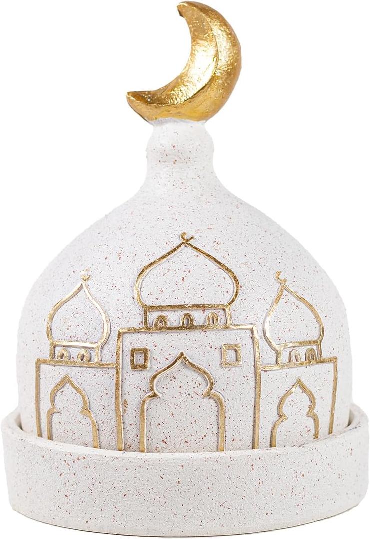 Ramadan Resin Statue Ornament, Handmade Lightweight Durable Indoor Home Decor for Living Room Bedroom Office Ramadan Festive Decoration Detailed Craftsmanship Holiday Decoration Statues (Ramadan Dome Sculpture)