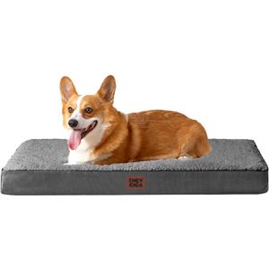 EHEYCIGA Orthopedic Dog Beds for Large Dogs with Removable Washable Cover for Crate, Grey, 35x23