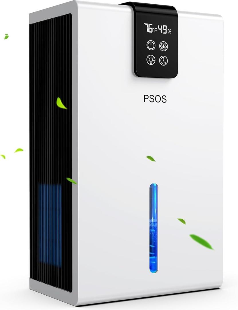 PSOS Dehumidifier, 118 OZ Dehumidifiers for Home(980 sq.ft ), Dehumidifier for Basements Bathroom with Auto Shut Off, Intelligent Humidity Control
