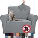 YEMYHOM Couch Cover Latest Jacquard Design High Stretch Sofa Chair Covers for Living Room, Pet Dog Cat Proof Armchair Slipcover Non Slip Magic Elastic Furniture Protector (Chair, Light Gray)