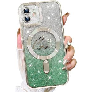 Fiyart Designed for iPhone 11 Case,Compatible with MagSafe Love Heart Plating Camera Protection TPU Magnetic Glitter for Women Girls Shockproof Phone Bumper 6.1"-Green Fiyart Designed for iPhone 11 Case,Compatible with MagSafe Love Heart Plating Camera Protection TPU Magnetic Glitter for Women Girls Shockproof Phone Bumper 6.1"-Green